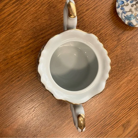 Vintage MCM Lefton 5pc Blue Paisley Design w/Gold Trim Bone China Tea Set - Picture 16 of 16